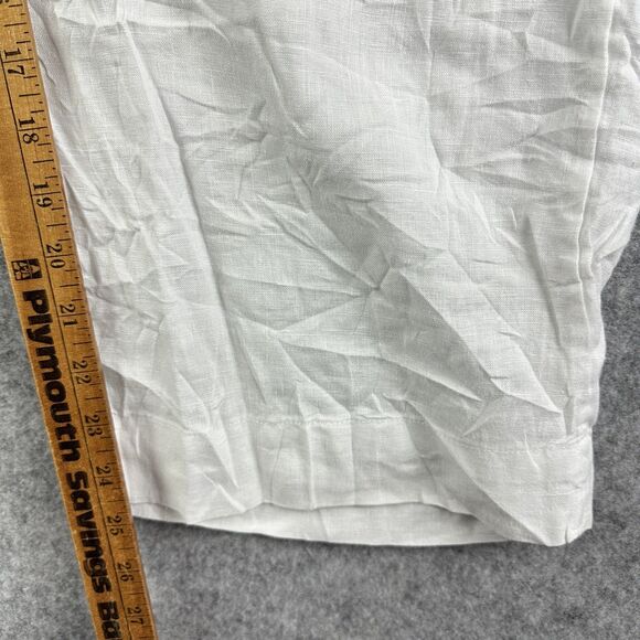 Tahari Pull On Linen Pants Womens M White Wide Leg Elastic Waist Pockets Beach - Picture 10 of 13